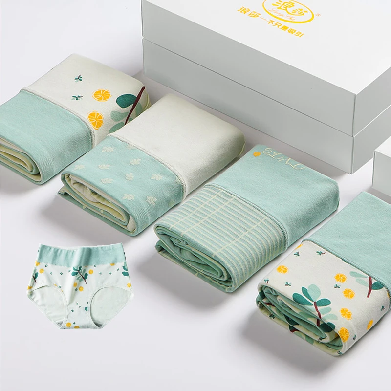  Хлопковые женские трусики с высокой талией, 4 шт./лот, большие размеры, M 5XL, милые трусы с принтом для девочек, бесшовное женское нижнее б…