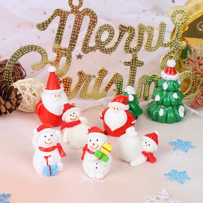 Миниатюрная Рождественская елка, Дед Мороз, снеговики, 1 шт., в подарочной коробке, сказочный Рождественский сад, кукольная Статуэтка год, Декор для дома, мебель, аксессуары для игрушек