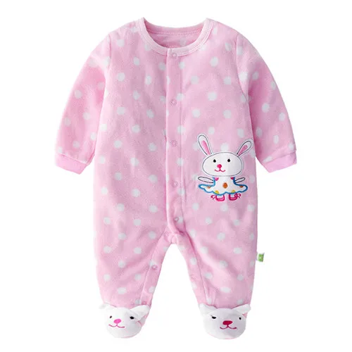 Fleece pink rabbit Одежда для маленьких девочек зимняя толстовка с капюшоном для новорожденных, детские комбинезоны из полиэстера, комбинезон для маленьких мальчиков, верхняя одежда для альпинизма, комбинезон для малышей от 3 месяцев до 12 месяцев - Цвет: Fleece pink rabbit