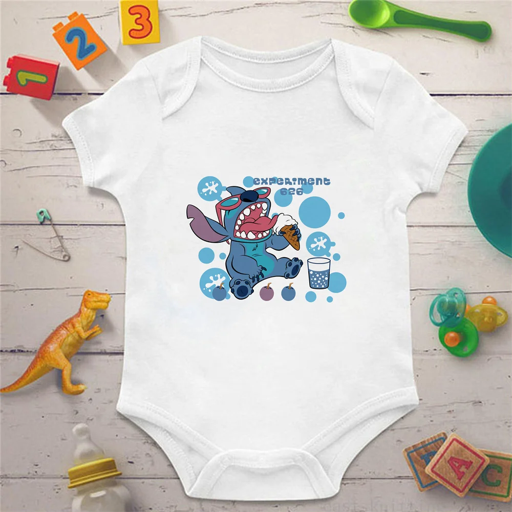 

Новый летний детский комбинезон, боди Диснея, унисекс, Мультяшные Стич, футболка для мальчиков, повседневная детская одежда, хлопковые трус...