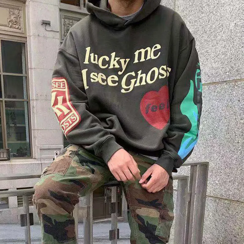 

Unisex Kanye West Lucky Me I See Ghosts Hoodie Sweatshirts Spring Autumn Letter Printed Harajuku Casual Streetwear Hip Hop 2021