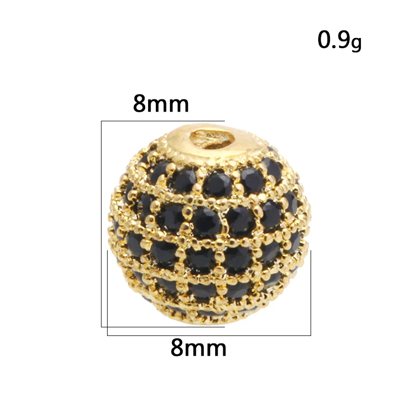 1 шт. 8 мм круглые бусины с микрозакрепкой из прозрачного кубического циркония CZ