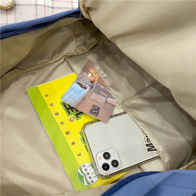 

New Large Capacity Drawstring Women Backpack Female Multi-pocket Waterproof Nylon Book Bag College Girl Buttons Schoolbag