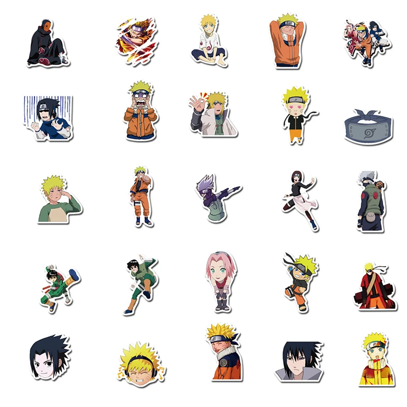 Paquete de pegatinas de dibujos animados de Naruto, pegatinas de Anime impermeables para monopat&iacute;n, guitarra, equipaje, port&aacute;til, bicicleta, pegatinas de juguete para ni&ntilde;os, 10/30/50 Uds.-3