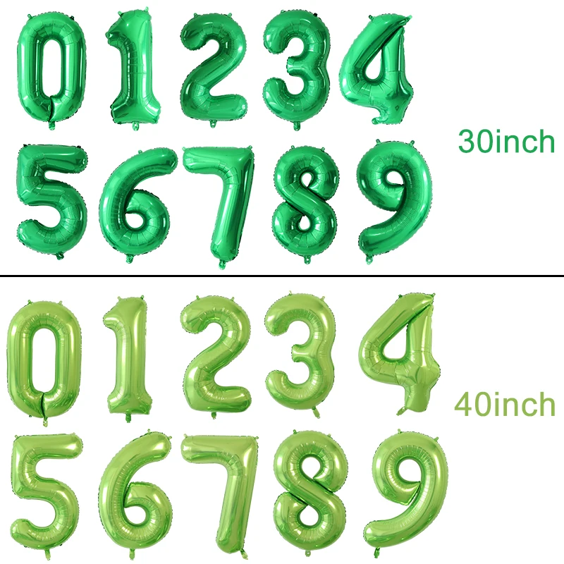 green0-9 50 шт. 30 40 дюймов синий черный розовый Золотой номер фольга гелиевые шары День рождения Свадебные украшения Надувные Шары поставки - Цвет: green0-9