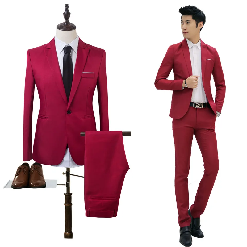 

Mens Suits Groom Tuxedos Spring Autumn Youth Student Leisure Two Pieces Suit Slim Fit Best Man Suits (Jacket+Pant) 6XL Wholesale