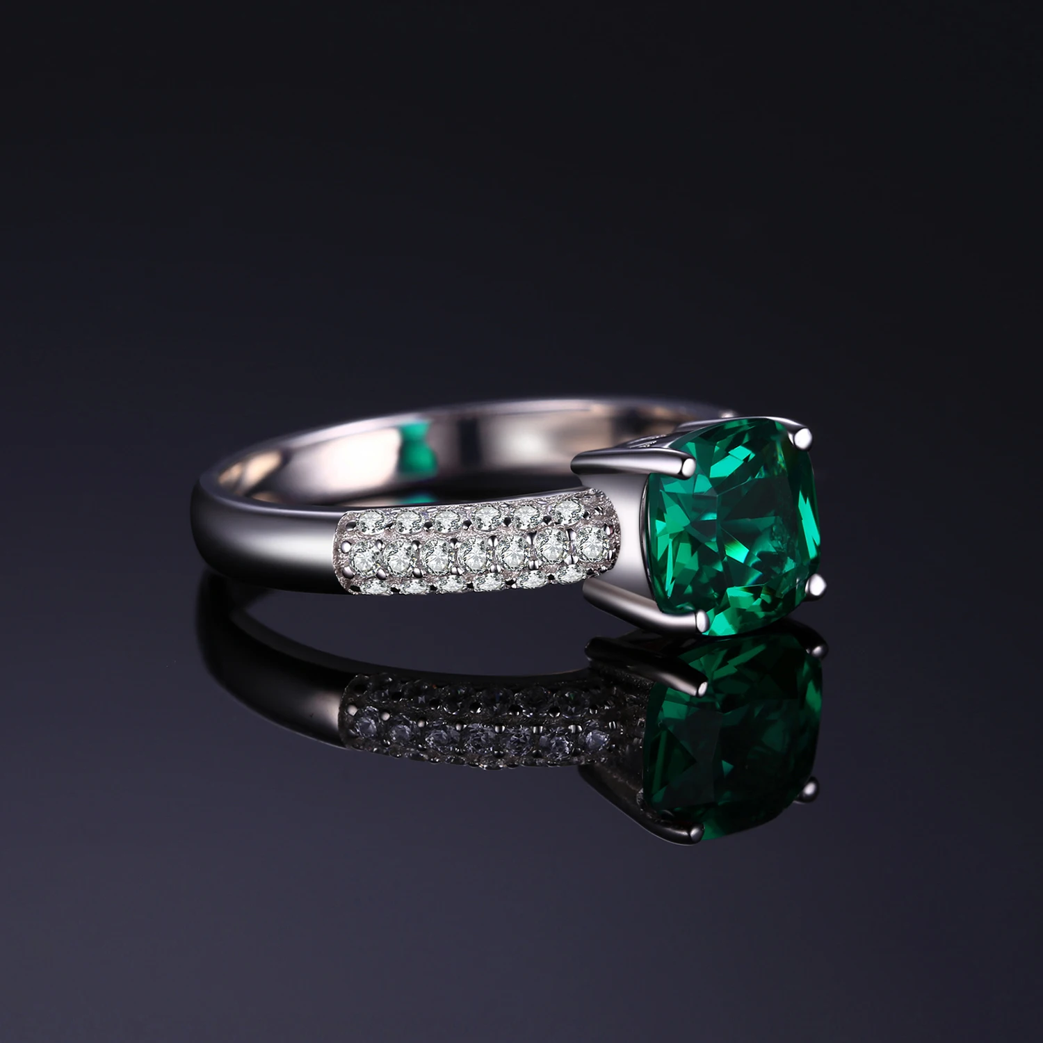 JewelryPalace подушки 1.8ct зеленый создан Изумрудный Пасьянс обручение кольцо для женщин 925 пробы Серебряное ювелирные украшения