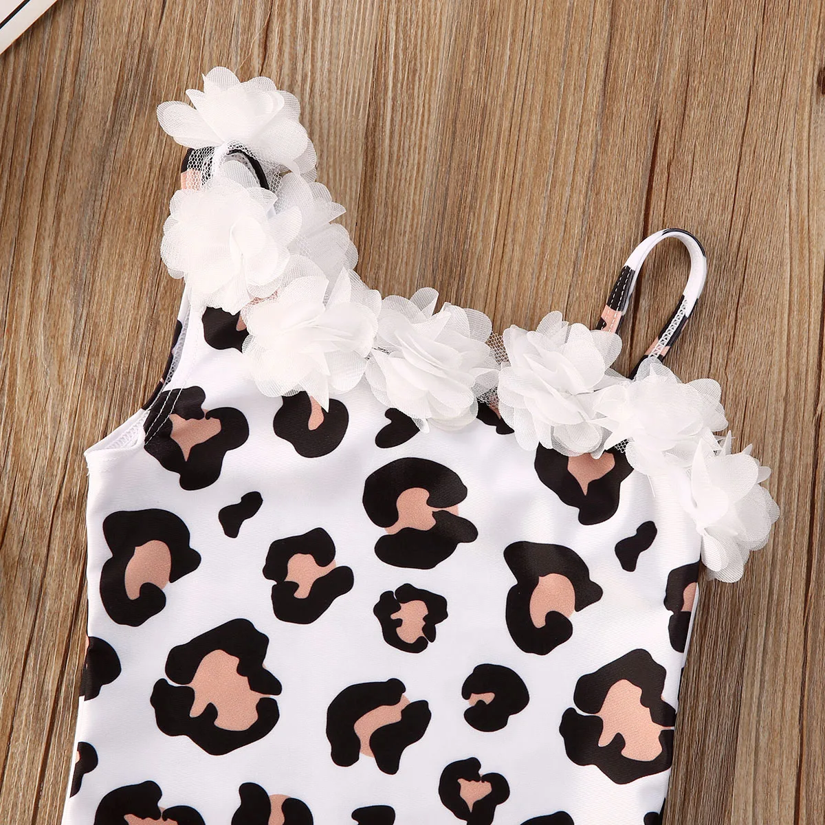 

Summer Lace Flower One Shoulder One Piece Swimsuit for Girls Toddler Baby Sunflower Leopard Print Swimwear Beachwear Tankini