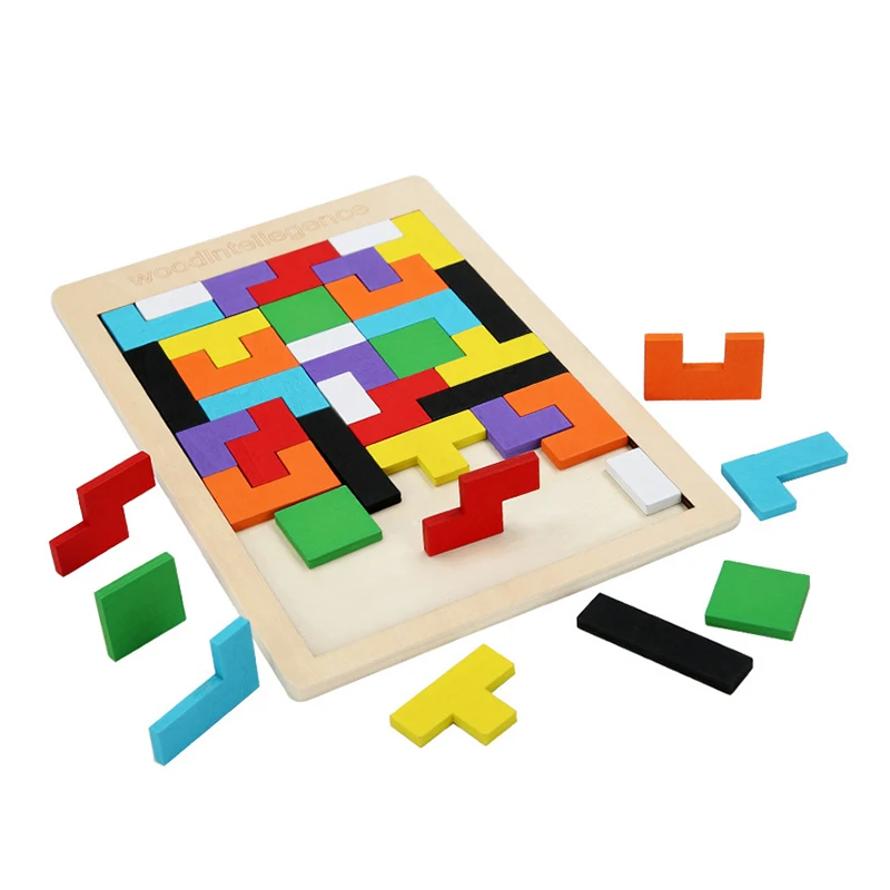 

Puzzle 3D coloré Tangram en bois, jouets mathématiques, jeu Tetris pour enfants d'âge préscolaire, jouet éducatif intellectuel