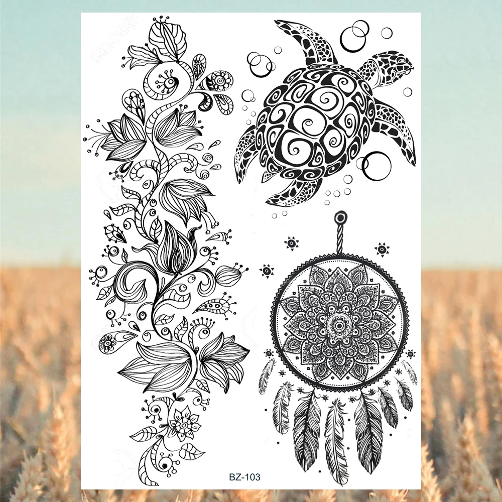 Лотоса серьги Henna Mandala грудь Временные татуировки для Для женщин обнаженной груди