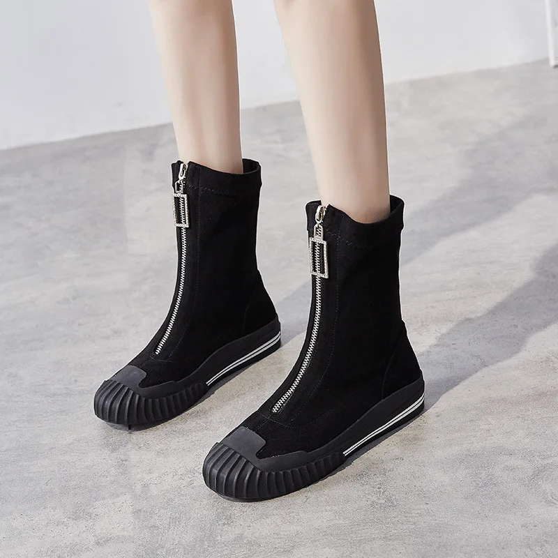 Женские тонкие ботинки Koovan короткие на молнии спереди новинка осенне-зимнего