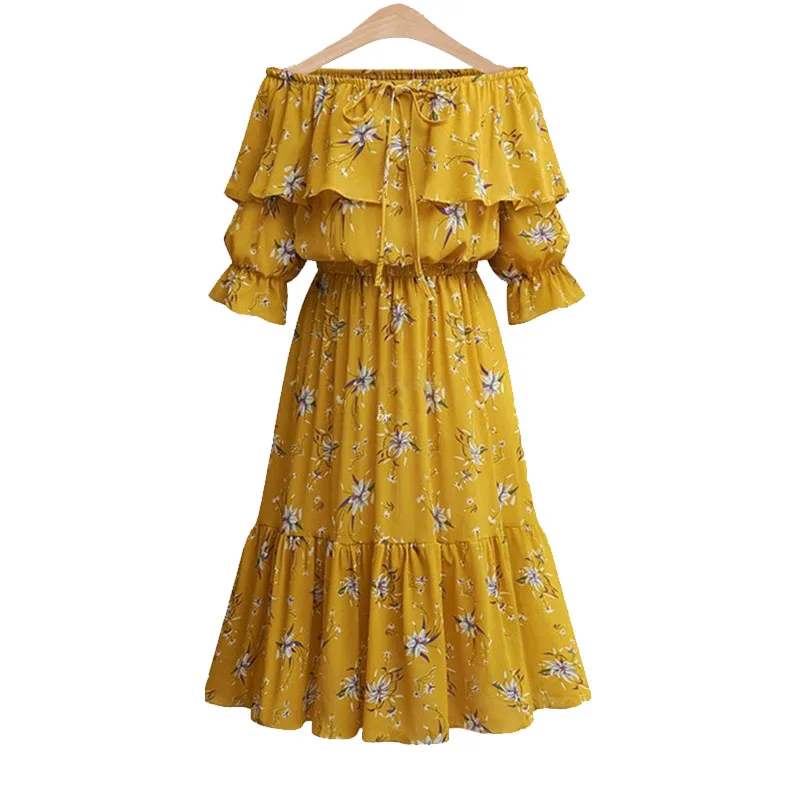 Женское летнее белое платье с оборками и открытыми плечами 4XL 5XL | Женская одежда