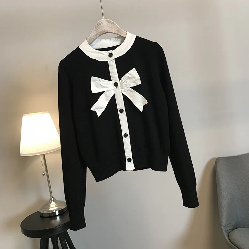 

Short Female Knitted Sweaters With Button O-neck Fashion Long Sleeve Cardigans Outwear Women Cardigan Sweater