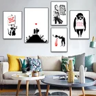 Граффити Бэнкси, Абстрактная Картина на холсте, черные и белые плакаты и принты, настенные художественные картины, Современное украшение для гостиной и дома