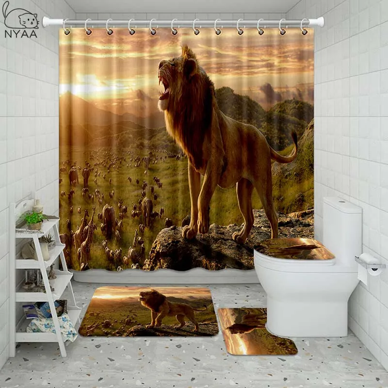 Водонепроницаемая душевая занавеска в ванную комнату с 3D изображением животных |
