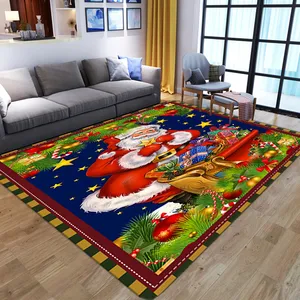 3D Santa Claus Print Bedroom Carpet Children Play Floor Mat Soft Flannel Bedside Kids Game Area Rug Christmas Living Room Carpet