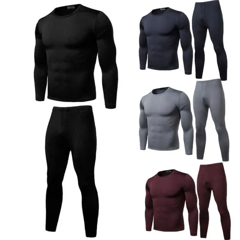 

Men's Winter Thermal Underwear Suit Men's Pajamas set Comfortable Warm Ultra-Soft Circular Collar Pure Color Warm Clothing Set