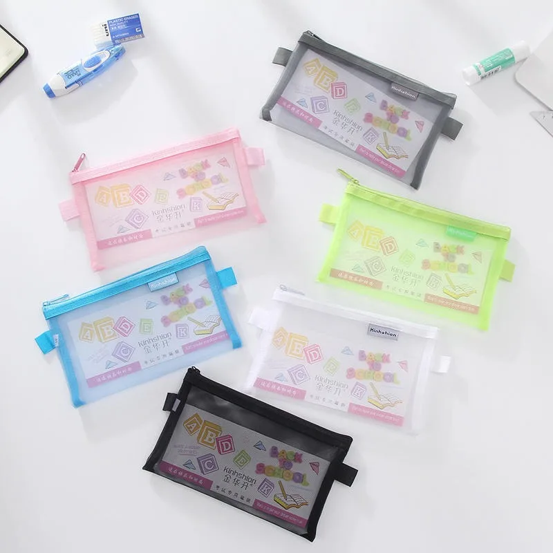 1 предмет прозрачная Сетчатая текстура застежка молния сумка для ручек из