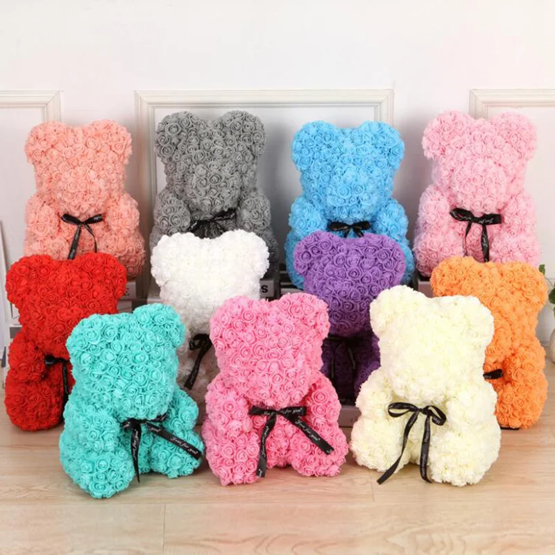 35 см роза медведь Искусственный цветок розы рождественские подарки для женщин