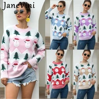 janevini casual pink autumn winter pullover sweater christmas tree design long sleeve female fashion knitted sweater pull femme