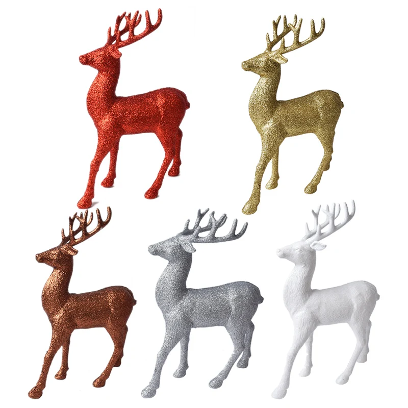 scene layout Christmas window decoration decoration plastic glitter Christmas deer ornaments home decoration props