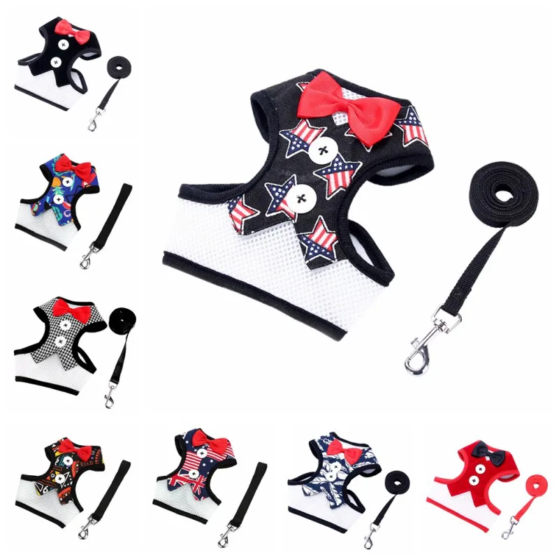 Домашний ошейник в стиле жилета для маленьких собак дышащий бант платье