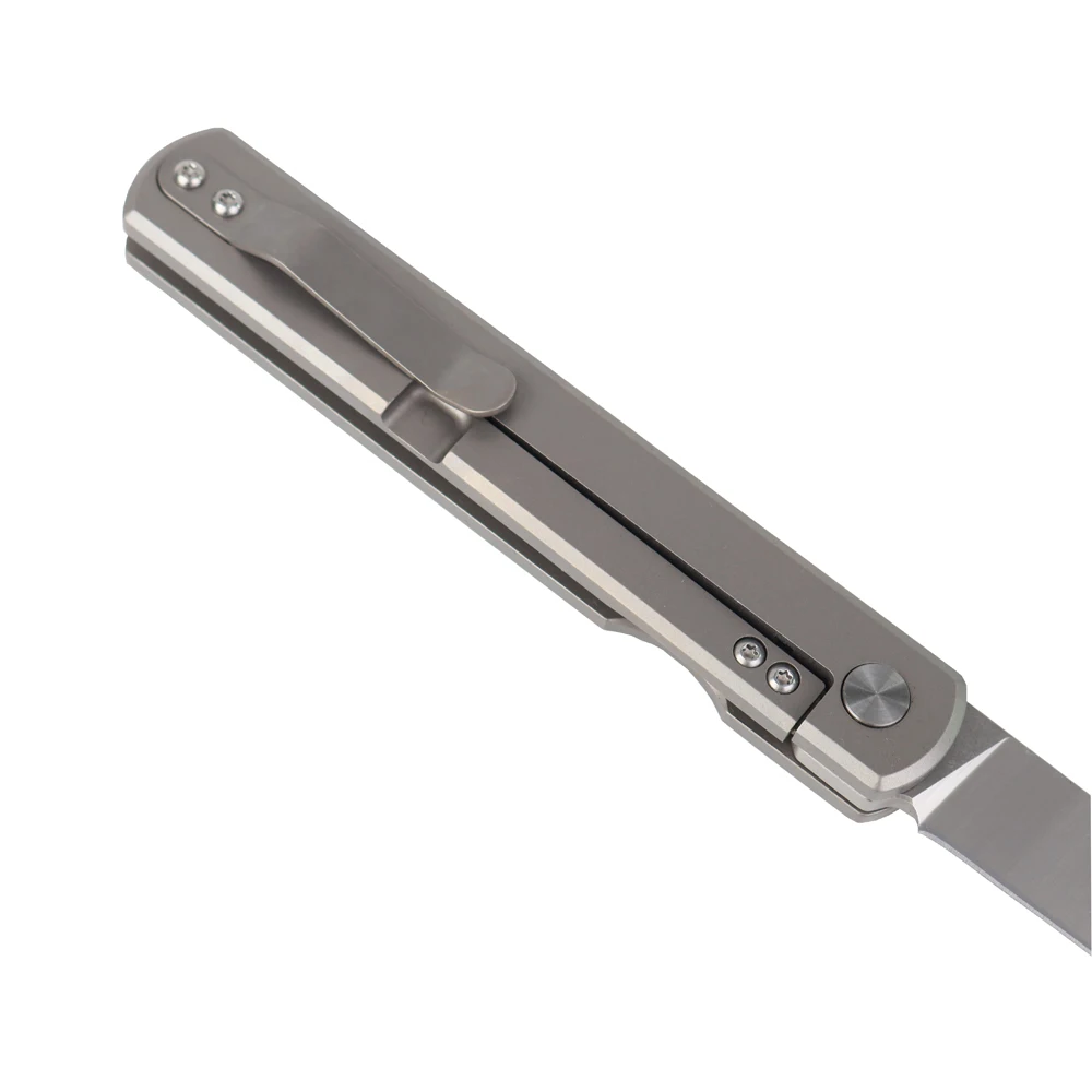 Beli Pisau Lipat EDC Kemah Luar Ruangan Pegangan Aloi Titanium + Serat Karbon, Pisau D2 Pisau Lipat MASALONG Kni205