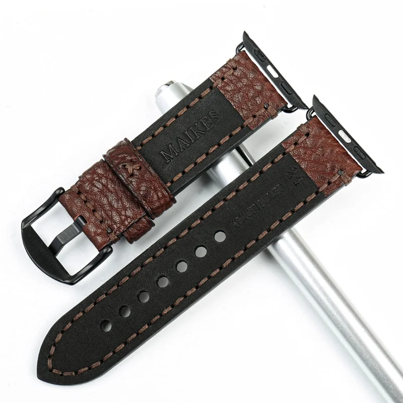 MAIKES Высококачественная коровья кожа для Apple Watch Band 42 мм 38 серия 4/2/1 черный iWatch