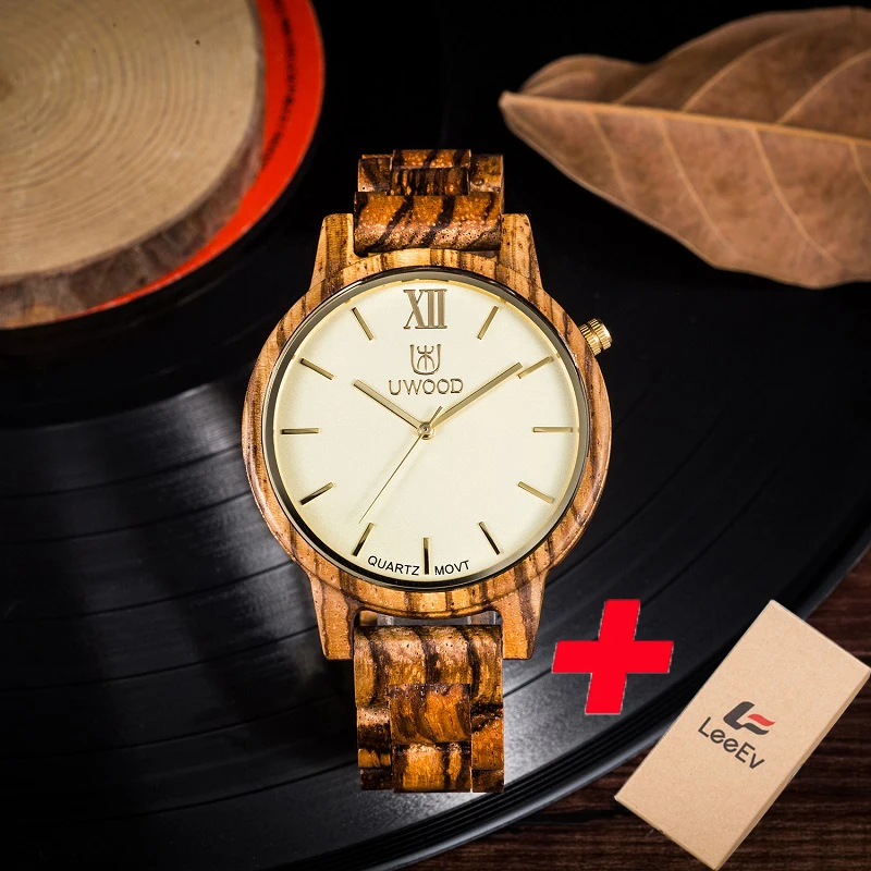 часы Деревянные кварцевые наручные в стиле ретро UWOOD деревянный браслет