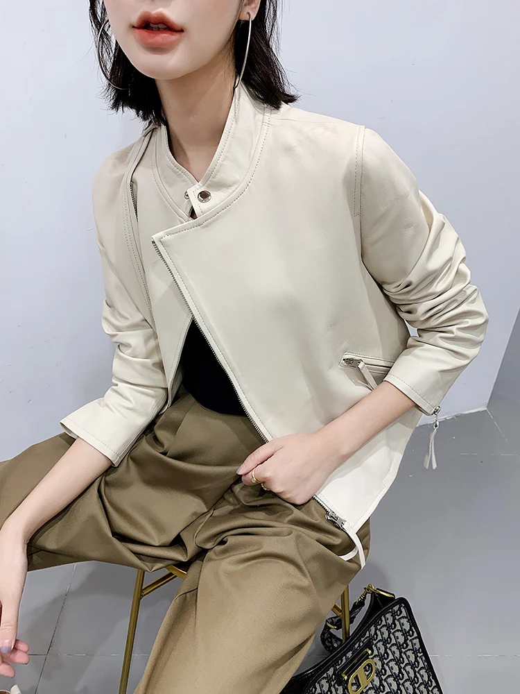 

Leather Genuine Jacket Women Sheepskin Coat Spring Autumn Real Leather Jacket Women Motorcycle Cuero Genuino 1906 Pph330