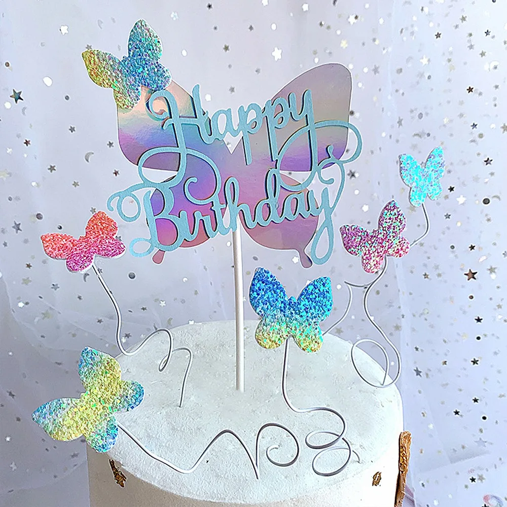 Бабочка торт фигурки жениха и невесты Градиент Цвет нетканый вставить карту