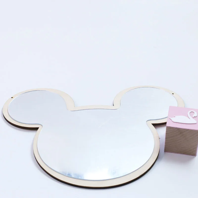 Log Mickey Скандинавские настенные украшения для дома, зеркало для душа, облако, лебедь, кролик, корона, летучая мышь, бант, Микки, единорог, акриловое зеркало для спальни, ванной комнаты, искусство - Цвет: Log Mickey