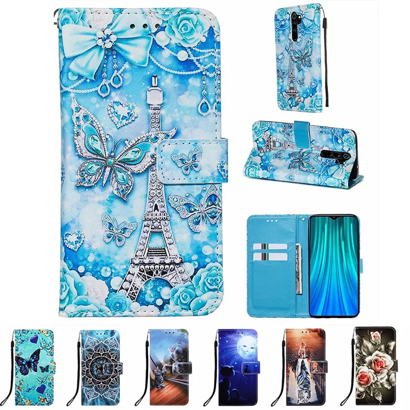 Кожаный чехол с принтом для Redmi Note 8 Pro чехол-книжка бумажником Xiaomi Чехол С