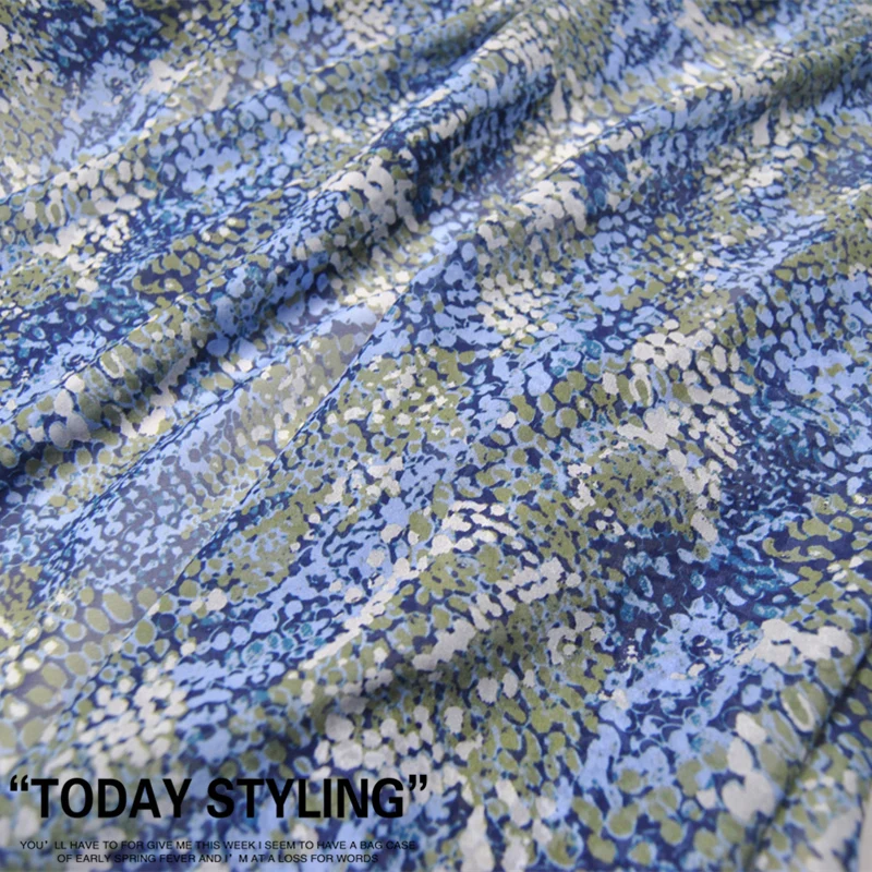 

Silk Chiffon Fabric Dress 8-momme Large Wide Bluish Violet All Bluish Violet Floral Real 100% clothing Cloth DIY patchwork