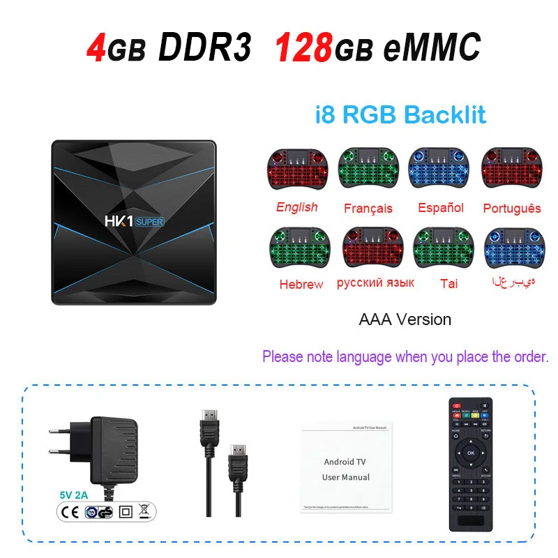 4GB 128GB i8RGB HK1 Супер смарт ТВ коробка 4 Гб 128 ГБ Android 9,0 ТВ-бокс на Rockchip RK3318 64 ГБ 32 ГБ ТВ коробка Google Assistant 4K 3D HD 2,4G/5G двойной Wifi - Цвет: 4GB 128GB i8RGB