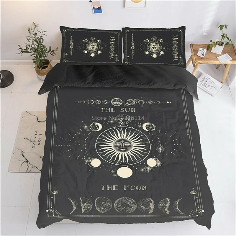 

The Moon Sun Space Mandala 3D Printed Duvet Cover Pillowcases Twin Full Queen King Size Bedding Set Bed Linens Bedclothes