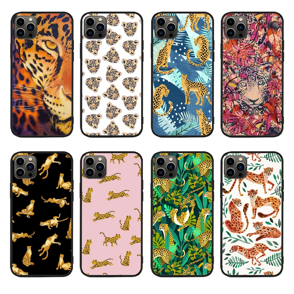 

Cartoon Animal Cool Cheetah Jade Jungle Phone Case For Apple iPhone 13 12 11 Pro Max Mini X XR XS Max 6 7 8 Plus Non-slip Cover