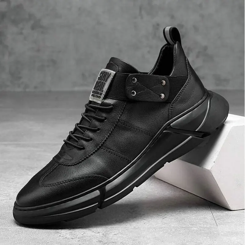 

Мужские туфли на плоской подошве, повседневные весенние мягкие кожаные туфли, модные прогулочные высококачественные удобные мужские черны...