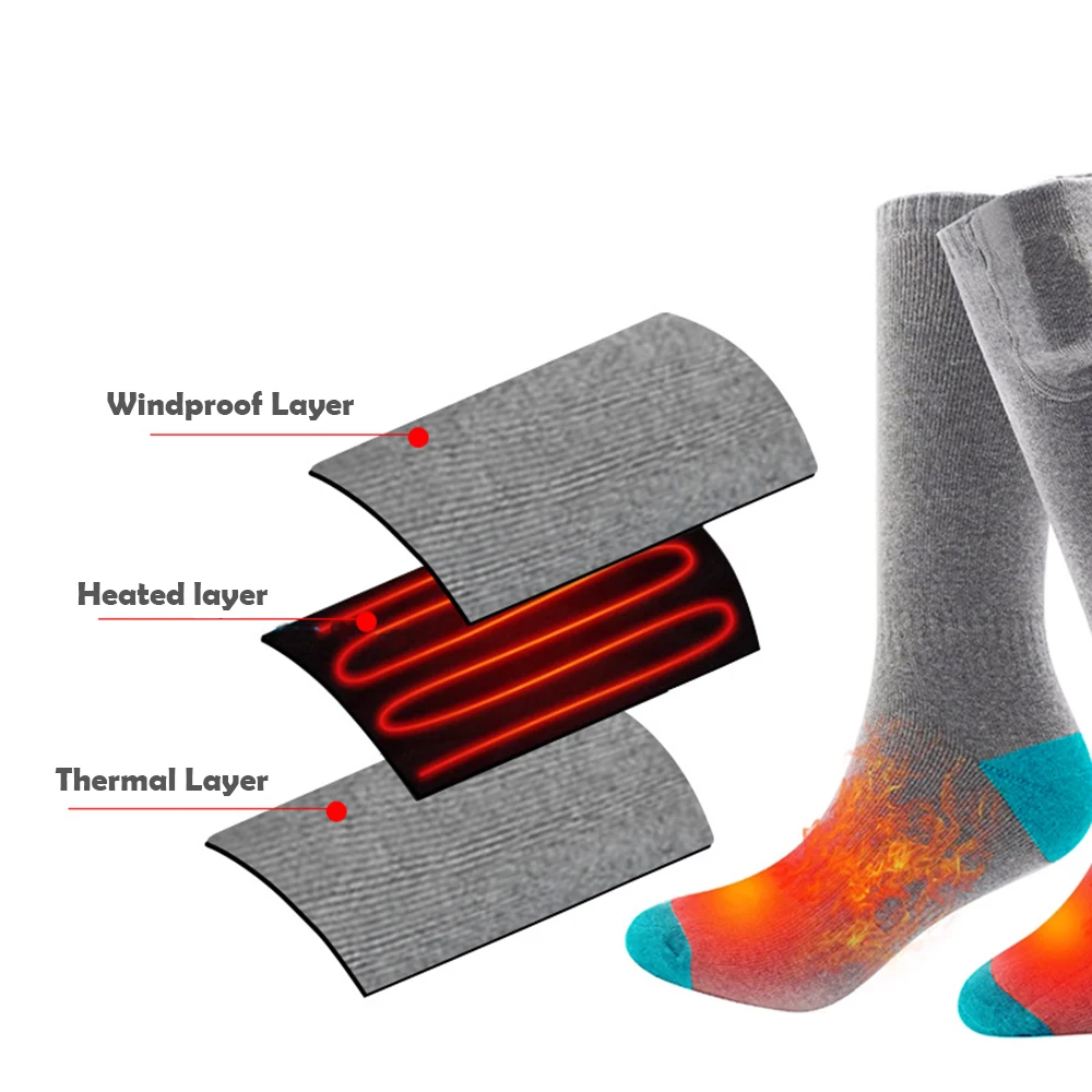 Heated Socks Rechargeable Battery Winter Warm High Tube Men Women for Fishing Skiing Hunting Cycling | Спорт и развлечения
