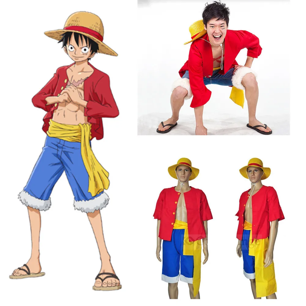 Аниме ONE PIECE Monkey D. Луффи униформа Косплей Костюм Хэллоуин Дети взрослый костюм