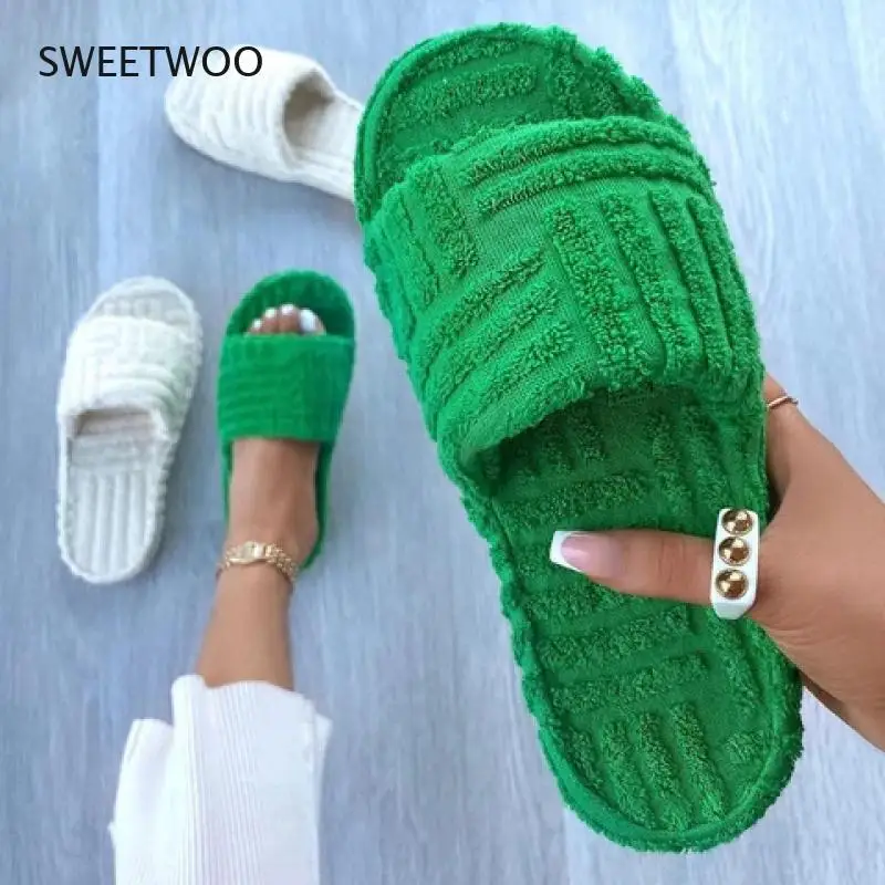 

Тапки женские шерстяные на плоской толстой подошве, брендовые сандалии с открытым носком, плоская подошва, лоферы, очень большие размеры 43 44