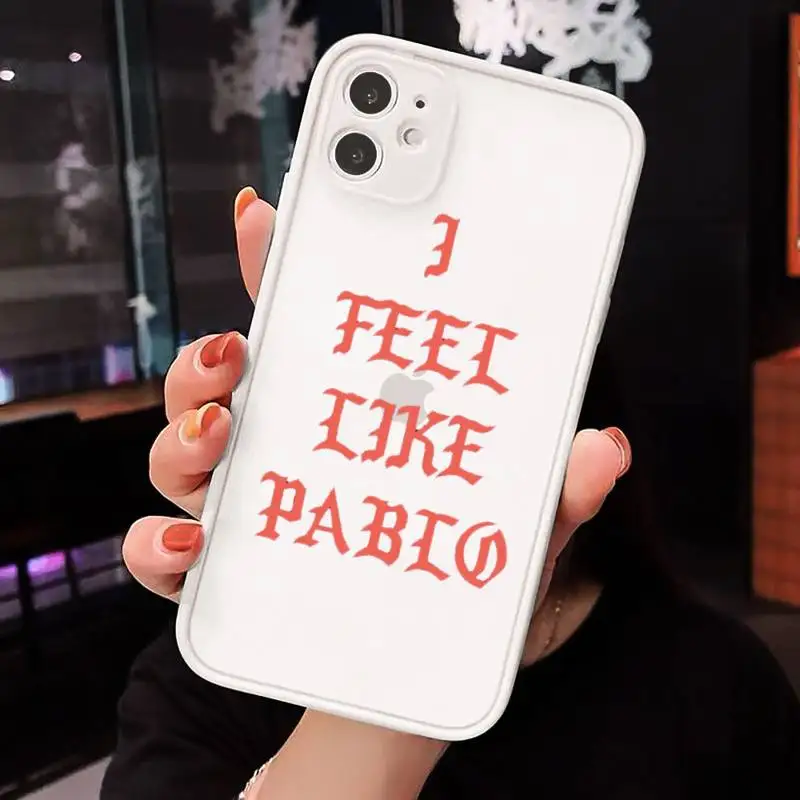 

Kanye PABLO Color text pattern Phone Case For iPhone 12 11 Mini Pro XR XS Max 7 8 Plus X Matte transparent White Back Cover