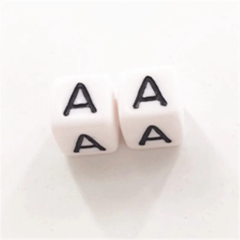 Chenkai 500 шт. 10*10 мм белый пластиковый акриловый кубик алфавита Квадратные бусины в