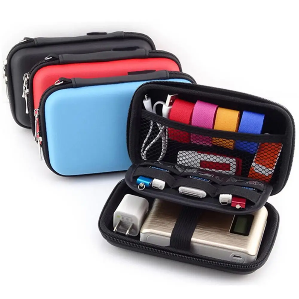 

Multifunctional Faux Leather Protective Cover Case Bag For 2.5 Multifunctional Headphone Data Cable Digital Accessory Storage Ba