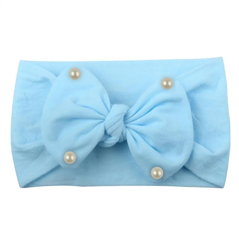 

Baby Girl's Faux Pearl Bow Solid Color Headband Newborn Hair Band Photo Prop