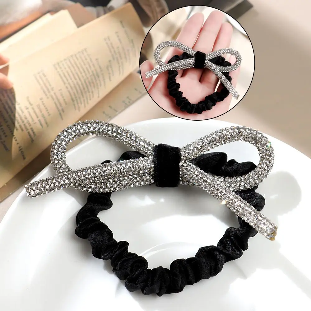 

Hair Accessories Hair Rubber Fashionable Sweet Shiny Bow Hair Tie Diamond-studded Head Rope