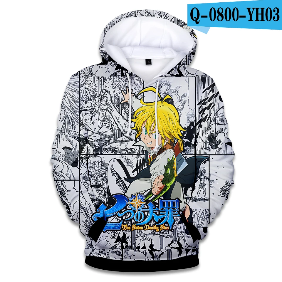 Hoodies Sweatshirts Men Women Kawaii Nanatsu No Taizai Clothes HoodY Tops 2020 The Seven Deadly Sins 3D Hip Hop Full Cartoon | Мужская
