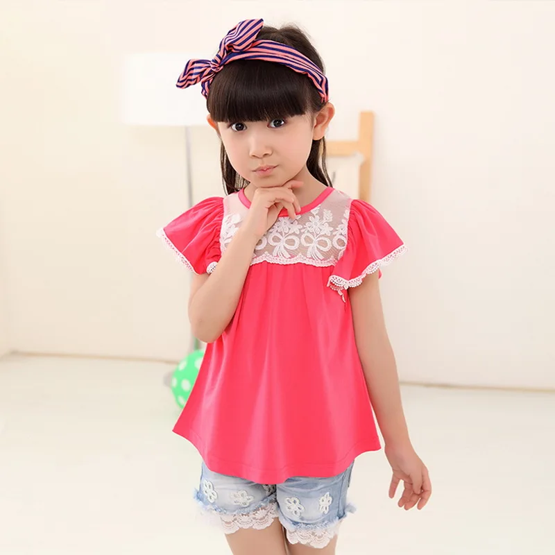 Футболка с коротким рукавом для маленьких девочек хлопковая футболка летние