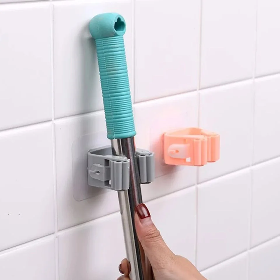 

1PCS High Quality Wall-mounted Storage Rack Mop Rack Broom Hanger Household Storage Rack Free Punch Bathroom Hook Mop Clip
