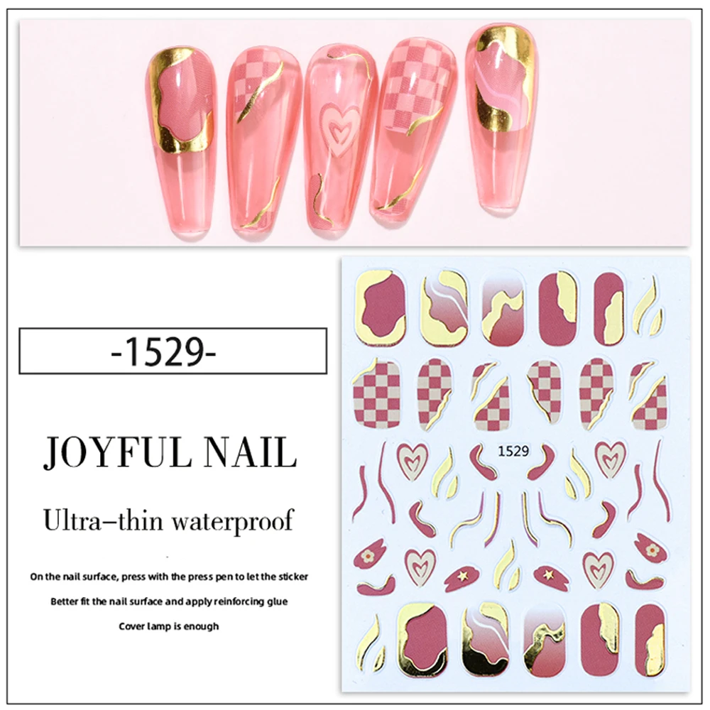 

10PCS 3D Luxury Metal Line Square Check Nail Art Sticker Geometry Nail Art Slider Nail Decoration Decal